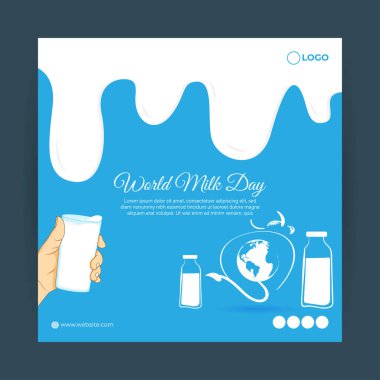 Dünya Süt Günü 'nün vektör illüstrasyonu 1 Haziran sosyal medya öyküsü model şablonu