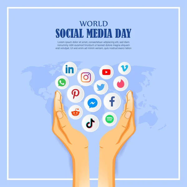 Wektor Ilustracja World Social Media Day Social Media Historia Karmić — Wektor stockowy