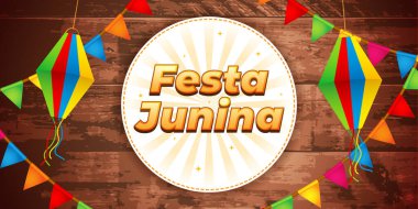 Festa Junina sosyal medya hikayesinin vektör illüstrasyonuName