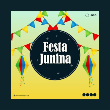 Festa Junina sosyal medya hikayesinin vektör illüstrasyonuName