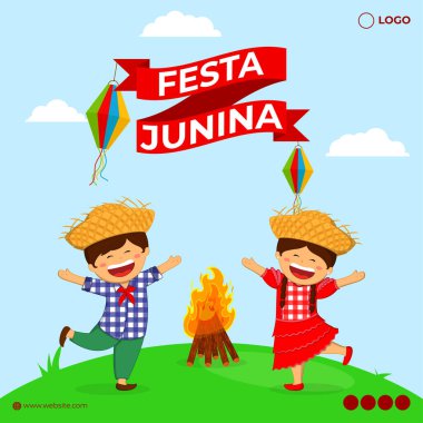 Festa Junina sosyal medya hikayesinin vektör illüstrasyonuName
