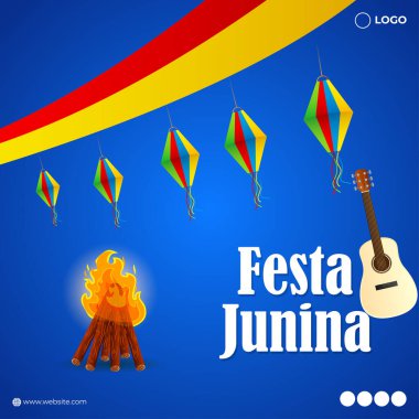 Festa Junina sosyal medya hikayesinin vektör illüstrasyonuName