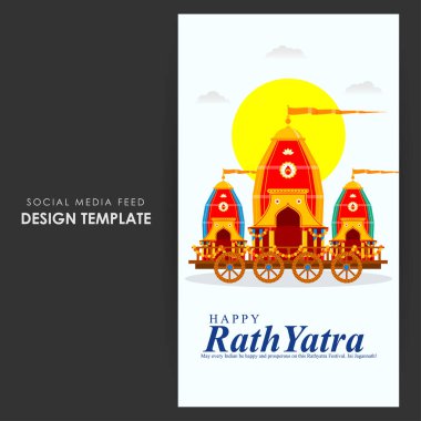 Happy Rath Yatra sosyal medya hikayesinin vektör illüstrasyonuName