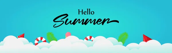 Ilustrație Vectorială Șablonului Hello Summer Social Media — Vector de stoc