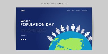 Vector illustration of World Population Day Website landing page banner mockup Template clipart