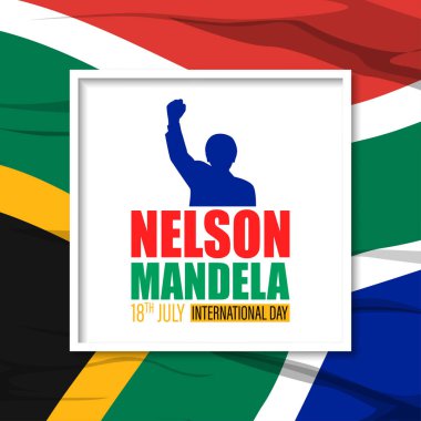 Mutlu Nelson Mandela Günü sosyal medya hikayesinin vektör illüstrasyonuName