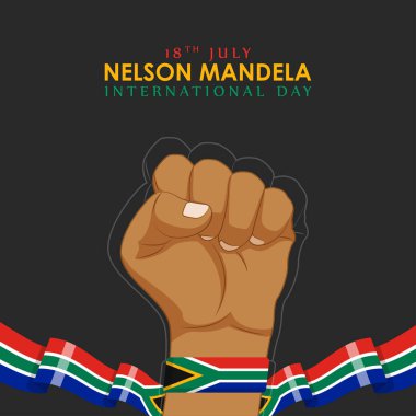 Mutlu Nelson Mandela Günü sosyal medya hikayesinin vektör illüstrasyonuName