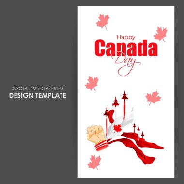Mutlu Kanada Günü sosyal medya hikayesinin vektör illüstrasyonu