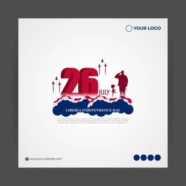 Liberya 'nın Bağımsızlık Günü' nün vektör illüstrasyonu 26 Temmuz sosyal medya hikayesi model şablonu