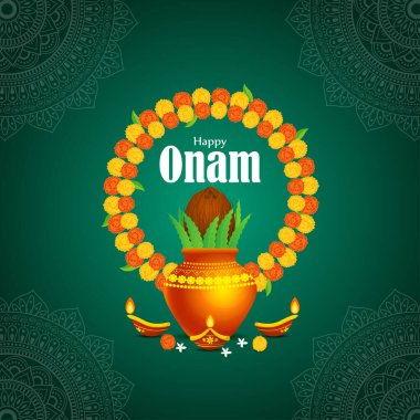 Happy Onam sosyal medya hikayesinin vektör illüstrasyonuName