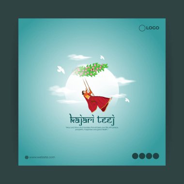 Happy Kajari Teej sosyal medya besleme şablonunun vektör illüstrasyonu