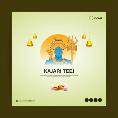 Happy Kajari Teej sosyal medya besleme şablonunun vektör illüstrasyonu