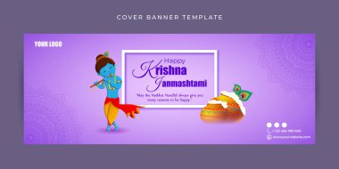 Mutlu Krishna Janmashtami Facebook kapak manşeti illüstrasyonu