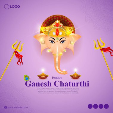 Mutlu Ganesh Chaturthi sosyal medya hikayesinin vektör illüstrasyonuName