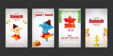 Mutlu Ganesh Chaturthi sosyal medya hikayesinin vektör illüstrasyonuName