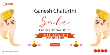 Mutlu Ganesh Chaturthi 'nin vektör illüstrasyonu. Sosyal medya hikayeleri satışı.