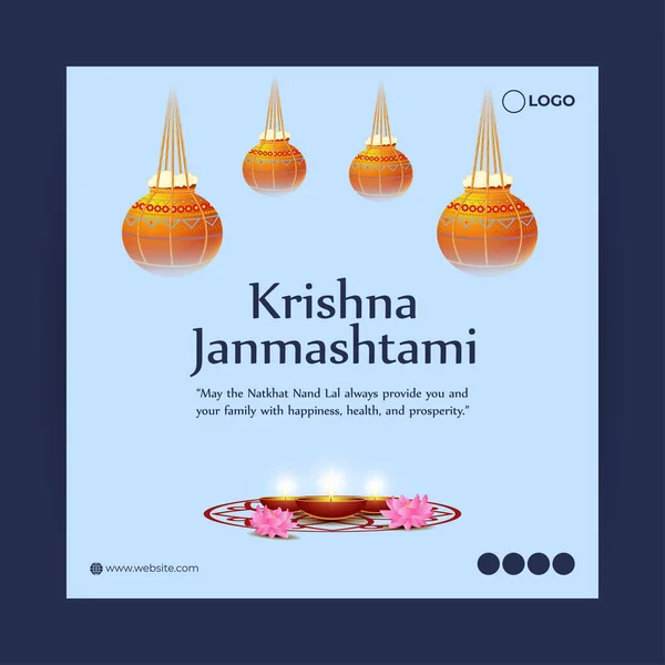 Ilustración Vectorial Happy Krishna Janmashtami Plantilla Maqueta Alimentación Medios Sociales Vectores De Stock Sin Royalties Gratis