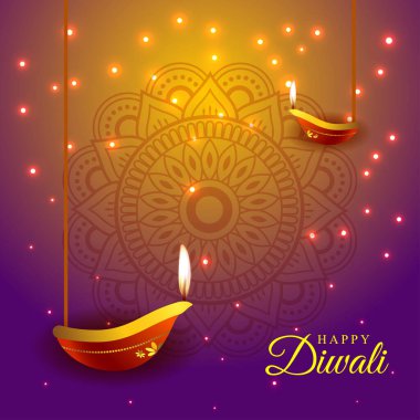 Mutlu Diwali sosyal medya besleme şablonunun vektör illüstrasyonu