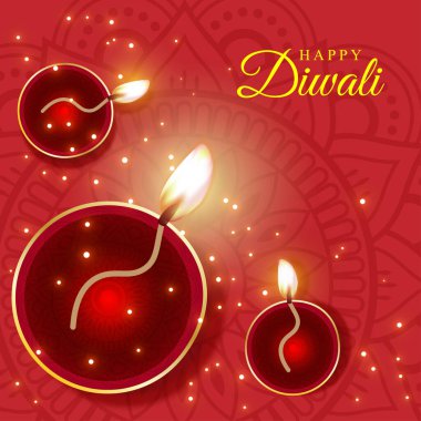 Mutlu Diwali sosyal medya besleme şablonunun vektör illüstrasyonu