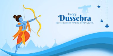 Happy Dussehra sosyal medya besleme şablonunun vektör çizimi