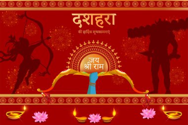 Happy Dussehra sosyal medya besleme şablonunun vektör çizimi