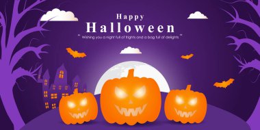 Mutlu Cadılar Bayramı sosyal medya şablonunun vektör çizimi