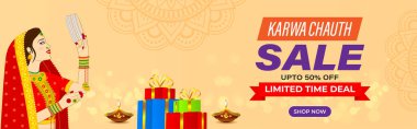 Mutlu Karva Chauth Sosyal medya besleme şablonunun vektör illüstrasyonu