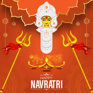 Happy Navratri sosyal medya besleme şablonunun vektör illüstrasyonu