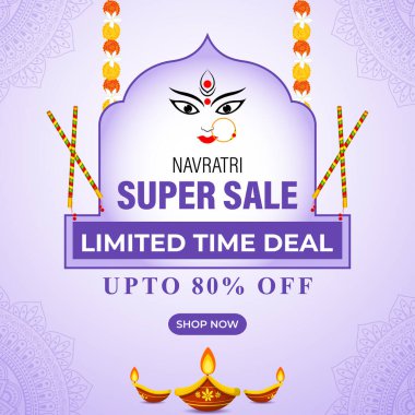 Mutlu Navratri Satışı sosyal medya besleme şablonunun vektör çizimi