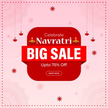 Vector illustration of Happy Navratri Sale social media feed template clipart