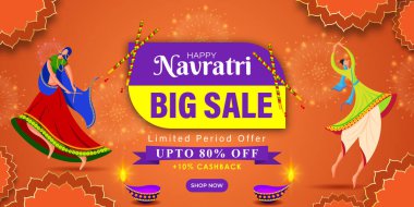 Mutlu Navratri Satışı sosyal medya besleme şablonunun vektör çizimi