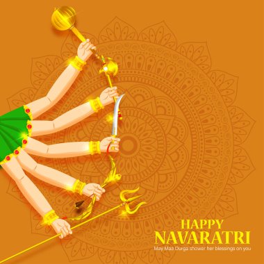 Vector illustration of Happy Navratri social media feed template clipart