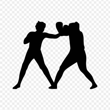 Şeffaf arkaplanda iki boksör silueti