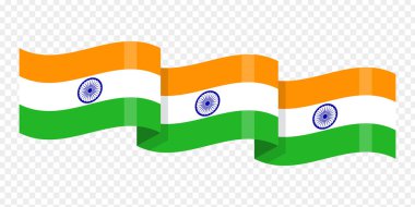 Şeffaf arkaplanda dalgalı Hindistan bayrağının vektör illüstrasyonu