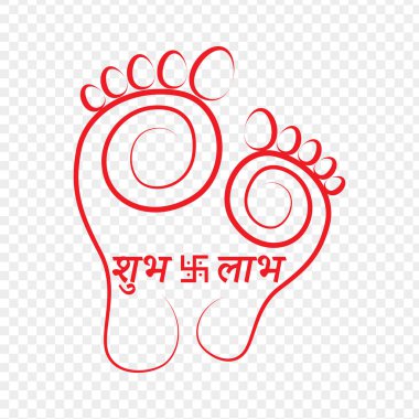 Şeffaf arkaplanda Tanrıça Lakshmi ayak izi sembolünün vektör çizimi