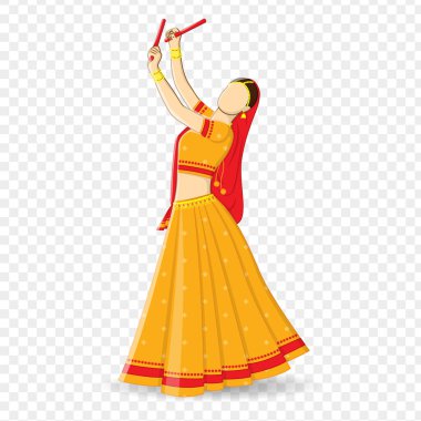 Beautiful dancing lady illustration on transparent background clipart