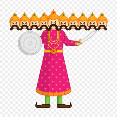 Vector illustration of Ravana on transparent background clipart