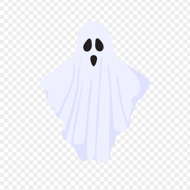 Şeffaf arkaplanda Cadılar Bayramı hayaletinin vektör çizimi