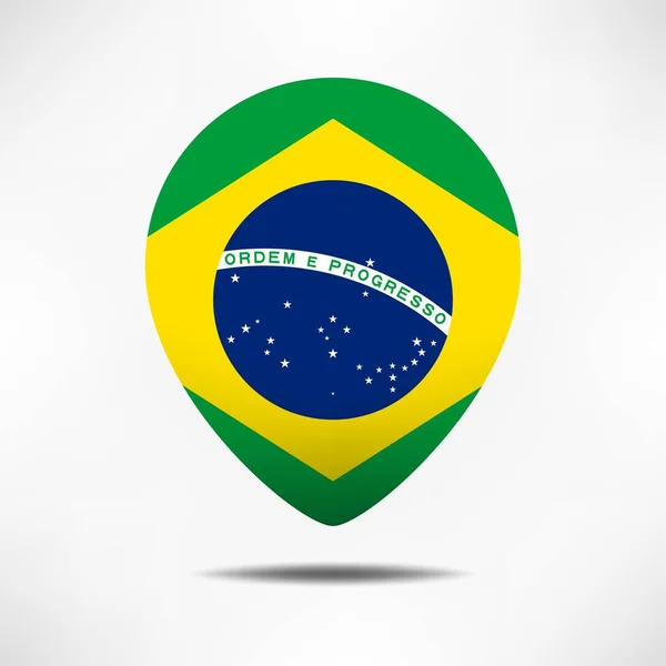 Brasilien Kartenzeiger Flagge Mit Schatten Nadelfahne — Stockfoto