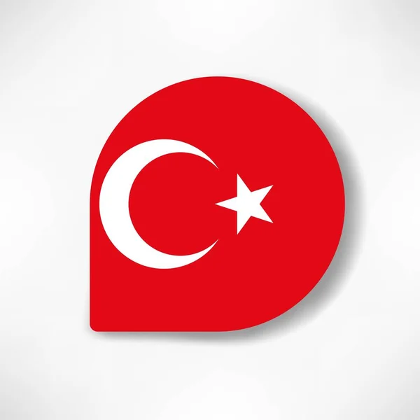 Turchia Drop Flag Icona Con Ombra Sfondo Bianco — Foto Stock