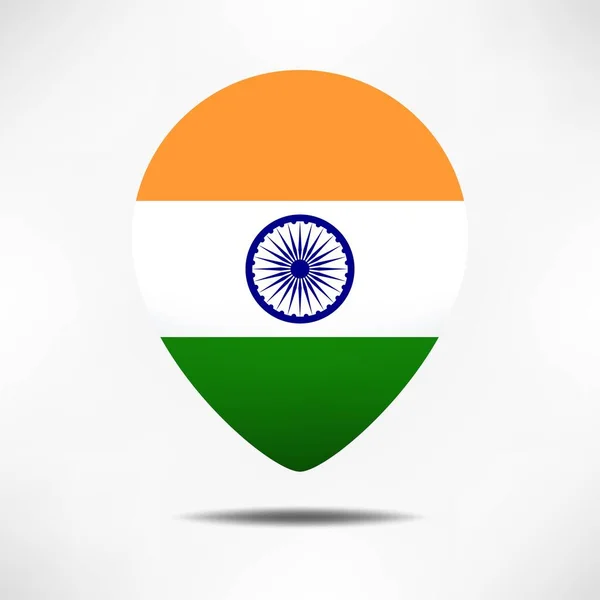 Indiens Karta Pekar Flagga Med Skugga Stickflagga — Stockfoto