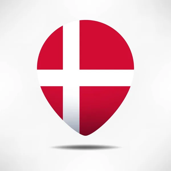 Denmark Peta Pointer Bendera Dengan Bayangan Tanda Pin — Stok Foto
