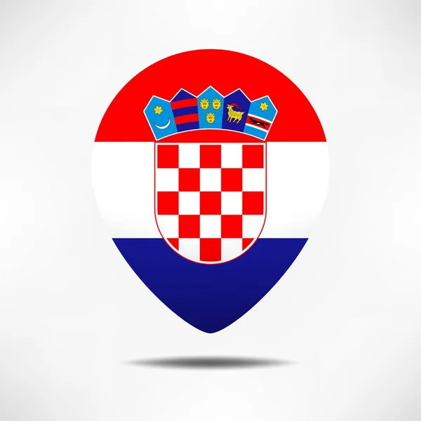 Croacia Mapa Punteros Bandera Con Sombra Bandera Pin —  Fotos de Stock