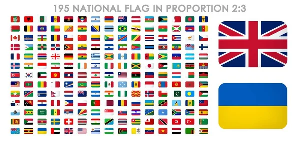 All National Flags World Names High Quality Vector Flag Isolated — Stock Photo, Image