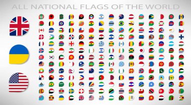 İsimleri - yüksek kalite ile dünyanın tüm ülke bayrakları bayrak beyaz arka plan üzerinde izole vektör