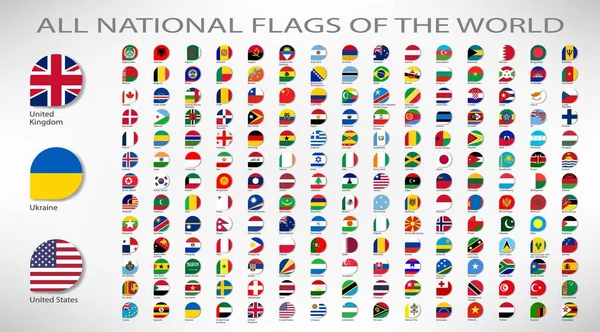 Wszystkie Flagi Narodowe Świata Nazwy Wysokiej Jakości Vector Flagi Białym — Zdjęcie stockowe
