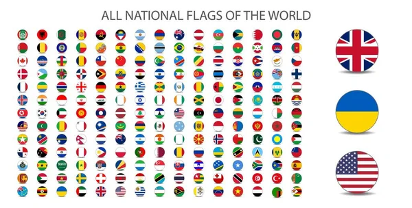 Wszystkie Flagi Narodowe Świata Okrągły Kształt Flagą Cienia Białym Tle — Zdjęcie stockowe
