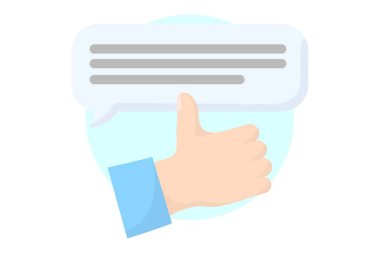 Pozitif eleştiri ile elinizi kaldırın. Kırmızı ve mavi renkte düz simgeler alınıyor