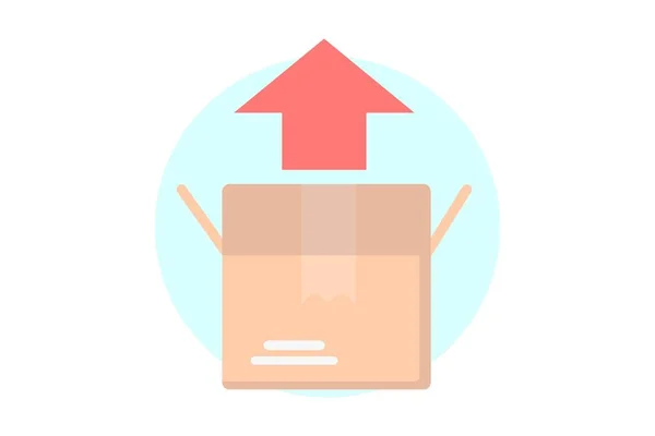 Boîte Carton Brun Avec Flèche Rouge Shopping Icônes Style Plat — Image vectorielle
