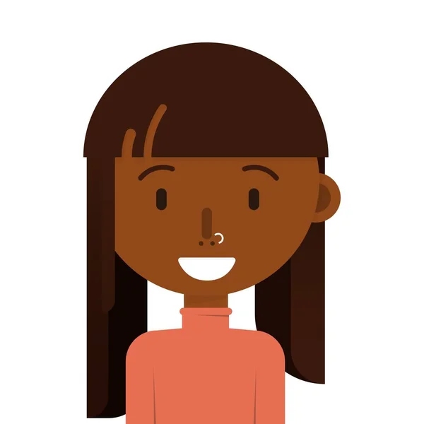 Sourire Fille Africaine Avec Avatar Cheveux Bruns Piratage Écouteurs Style — Image vectorielle